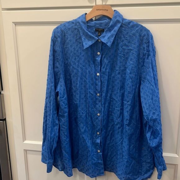 Talbots Tops - TALBOTS 3X Swiss Dot Bue Long Sleeve Button Down Business Professional Casual